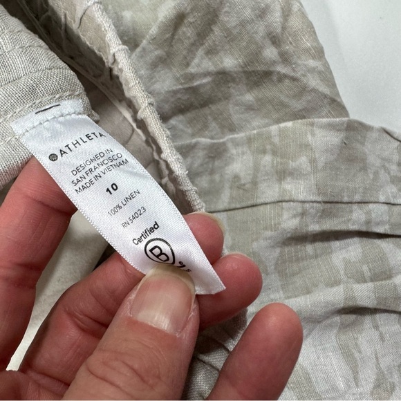 Athleta Cabo Tide Linen Jogger Pants Neutral Camouflage - Picture 3 of 7